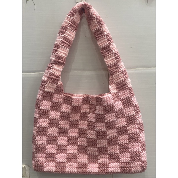 CHECKERED BAG. TÚI LEN CARO HANDMADE