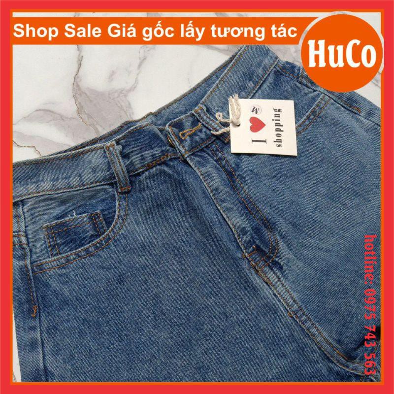 [ẢNH THẬT] Quần jeans nữ, quần bò xanh ống rộng rách gấu lưng cạp cao freesize chuẩn ảnh