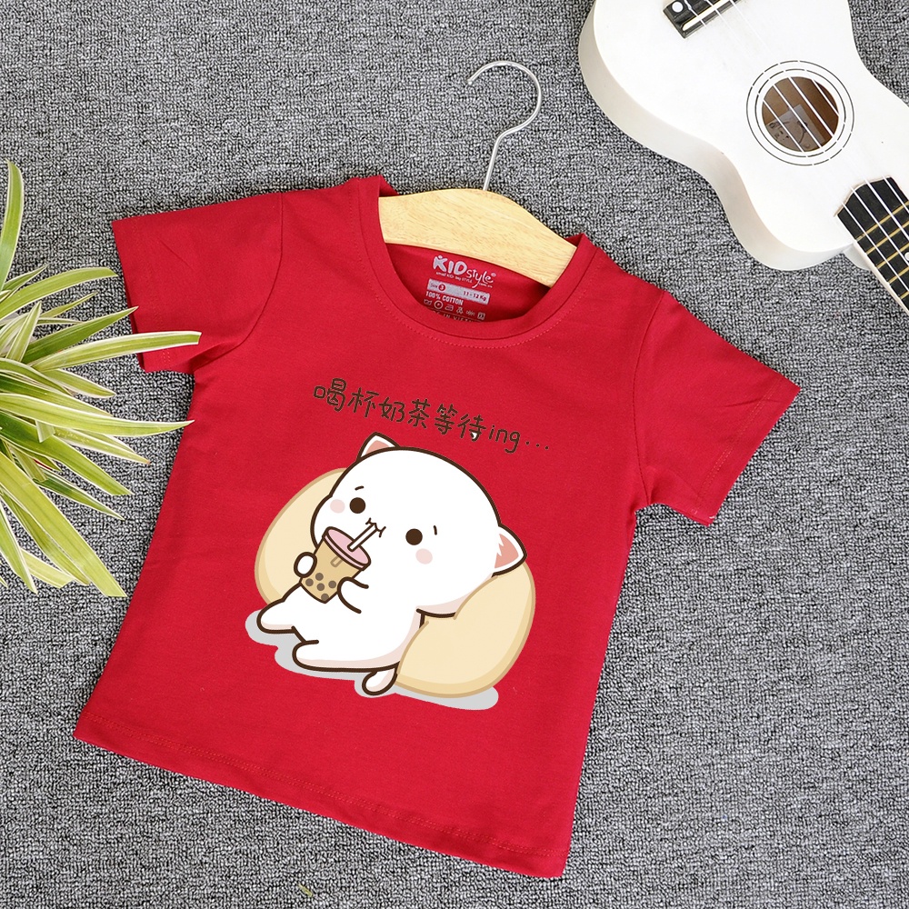 áo thun nữ bé gái mẹ và con dễ thương in hình mèo