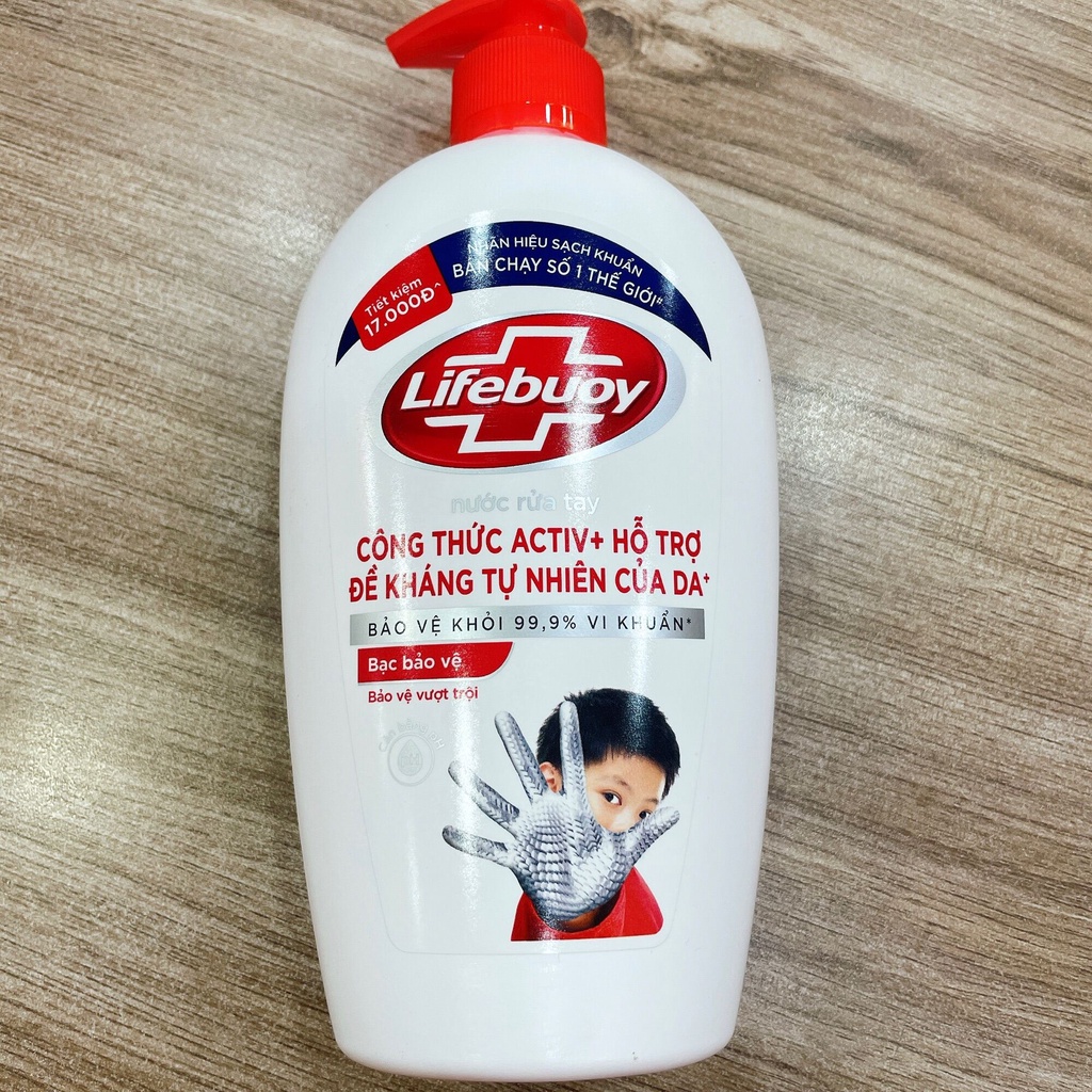 Nước rửa tay Lifebuoy chai 500g bạc bảo vệ khỏi 99,9% vi khuẩn ( mẫu mới )