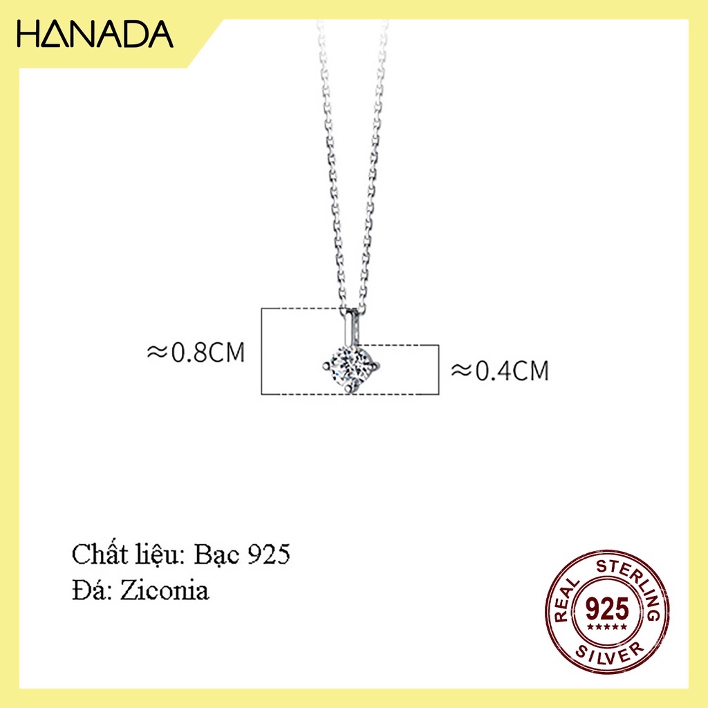 Dây Chuyền Bạc 925 Đá Ziconia 7A Sáng Lấp Lánh Vòng Cổ Một Đá Hanada 0981 K2