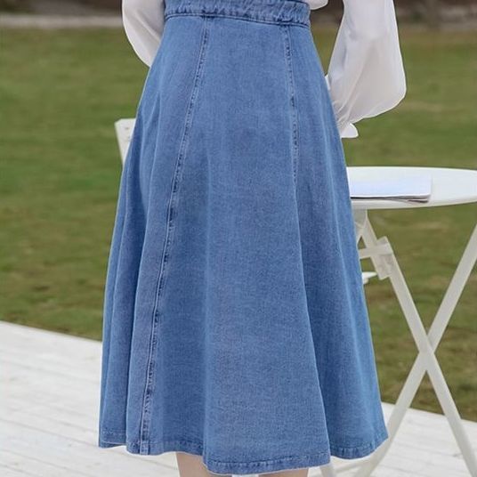 Đầm Yếm Denim Dài Dáng Chữ a Phong Cách Hàn Quốc Mới Cho Nữ