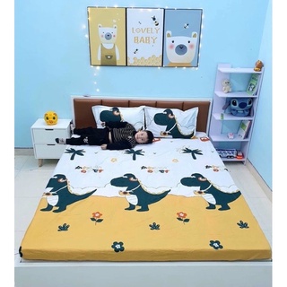 Bộ ga gối cotton poly 3d họa tiết - khủng long máy ảnh