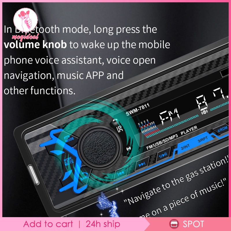 (Hàng Mới Về) Máy Nghe Nhạc Mp3 Kết Nối Bluetooth Usb 12v Kèm Điều Khiển Bằng Giọng Nói