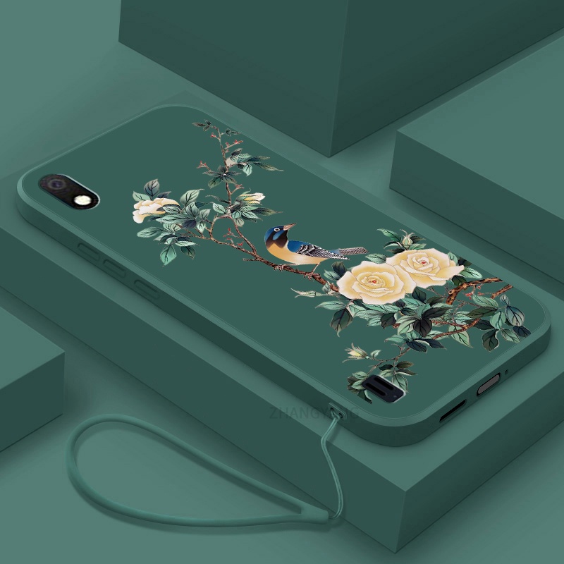 Ốp Điện Thoại TPU Mềm Họa Tiết Hoa Và Chim Có Dây Đeo Cho Samsung a10