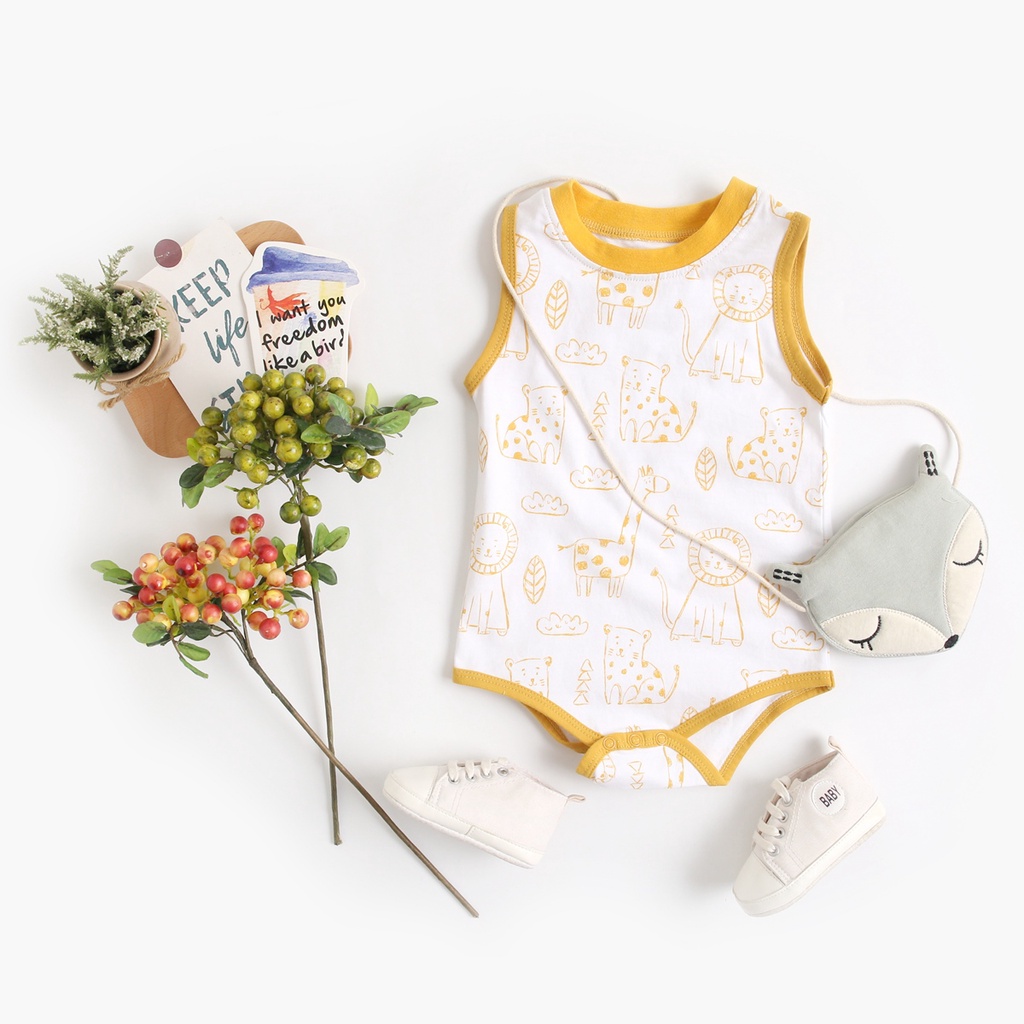 Áo liền quần Sanlutoz họa tiết phim hoạt hình con vật mùa hè cho trẻ em