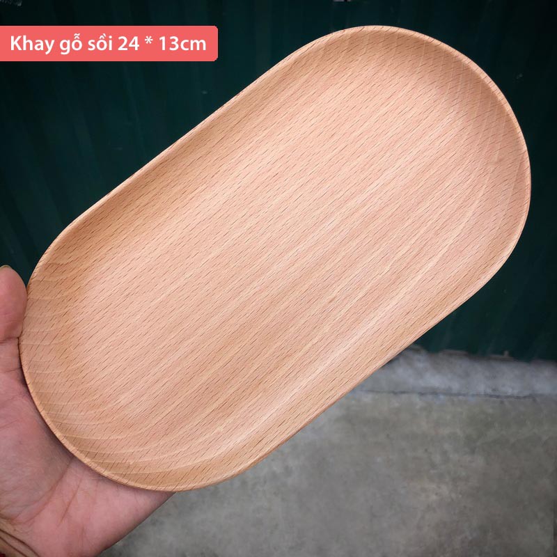 Khay gỗ Oval, khay đựng đồ ăn, đĩa gỗ ovan chụp ảnh decor kiểu Nhật, thớt gỗ Đức Thành