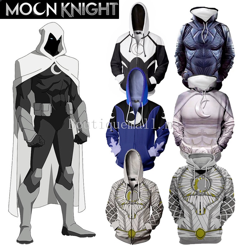 Áo Khoác Khóa Kéo Có Nón Trùm Đầu Có Khóa Kéo Giản Dị Hình Phim Moon Knight Hàng Mới Dành Cho Nam