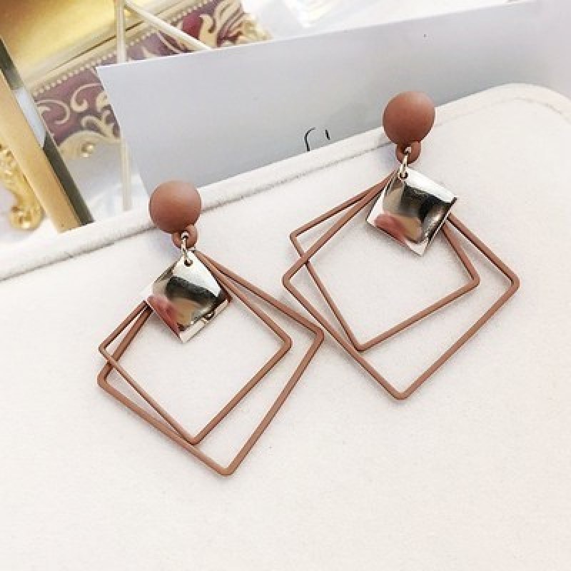Bông Tai Mạ Bạc 925 Dáng Dài Kiểu Hình Học Phong Cách Hàn Quốc Chất Lượng Cao