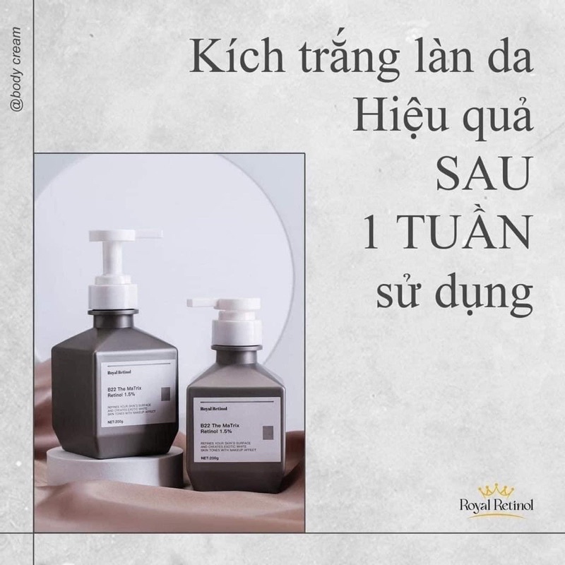 Kem ủ body Royal Retinol B22 The Matrix giúp cơ thể trắng sáng, mượt mà hộp 200g - CO094