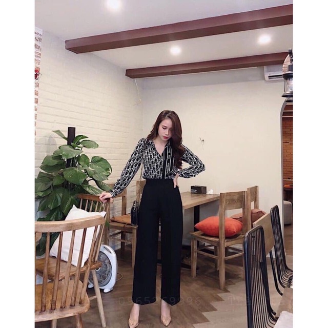 Quần ống rộng cạp cao khoá sườn- Quần culottes cạp cao - quần cạp cao khoá sườn - quần ống suông