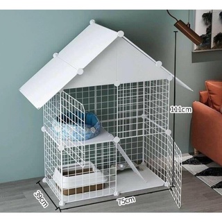 Combo Chuồng - Tấm lưới sắt tự lắp ghép- Mèo 2x2x1