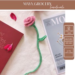 Đánh dấu trang kẹp đánh dấu sách bookmark hình hoa hồng hadmade từ len