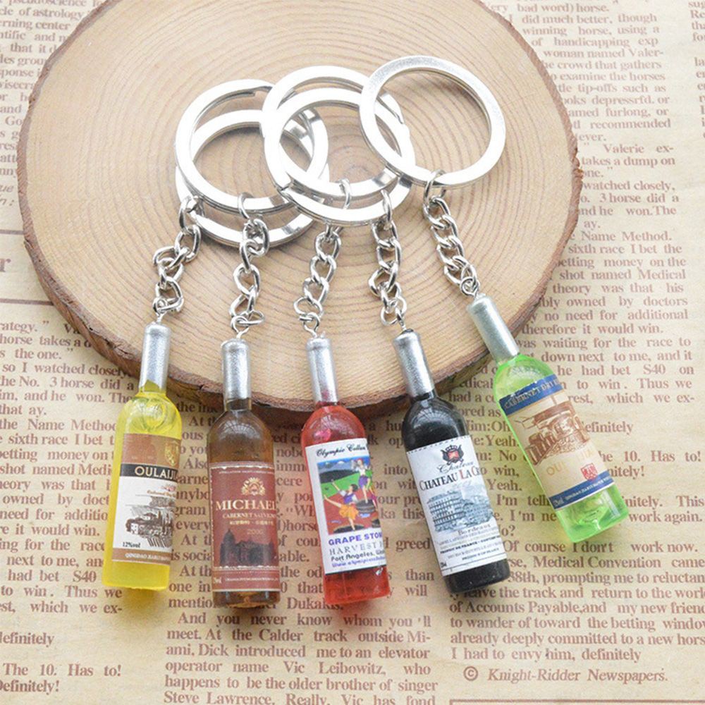 Móc Khóa Hợp Kim Gắn Điện Thoại Di Động Hình Chai Rượu Vang Nhiều Màu