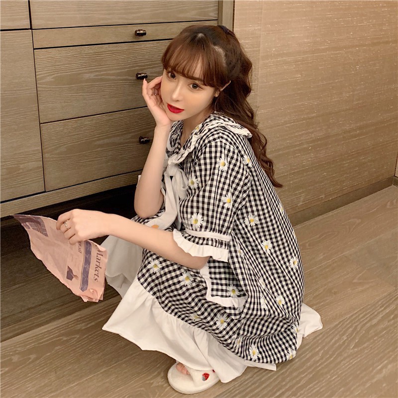 [ORDER TMALL 153 ] Váy Ngủ Loli Túi Hộp Kẻ Caro Little Daisy | BigBuy360 - bigbuy360.vn