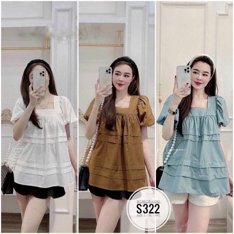 Bigsize Set BBD cổ vuông S322