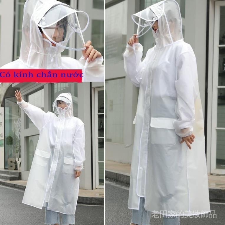 Áo mưa trong suốt vải chống thấm cao cấp có kính bảo vệ