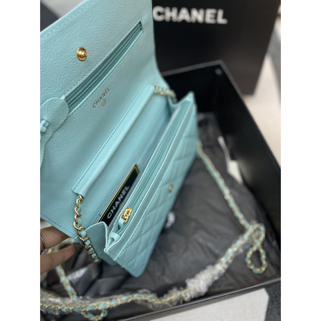 Túi Woc da hạt nhũ màu xanh size 20cm full box