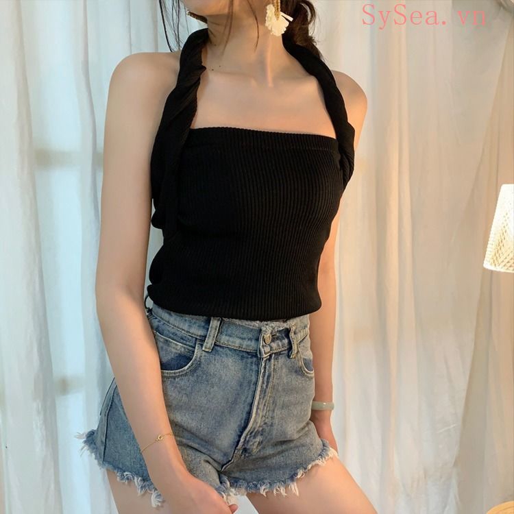 Áo tank top màu xanh lá thời trang mùa hè quyến rũ cho nữ