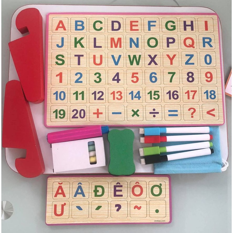 Bảng học chữ cái nam châm 2 mặt cho bé | Đồ chơi gỗ học tiếng anh tiếng việt cho trẻ 3-4 tuổi