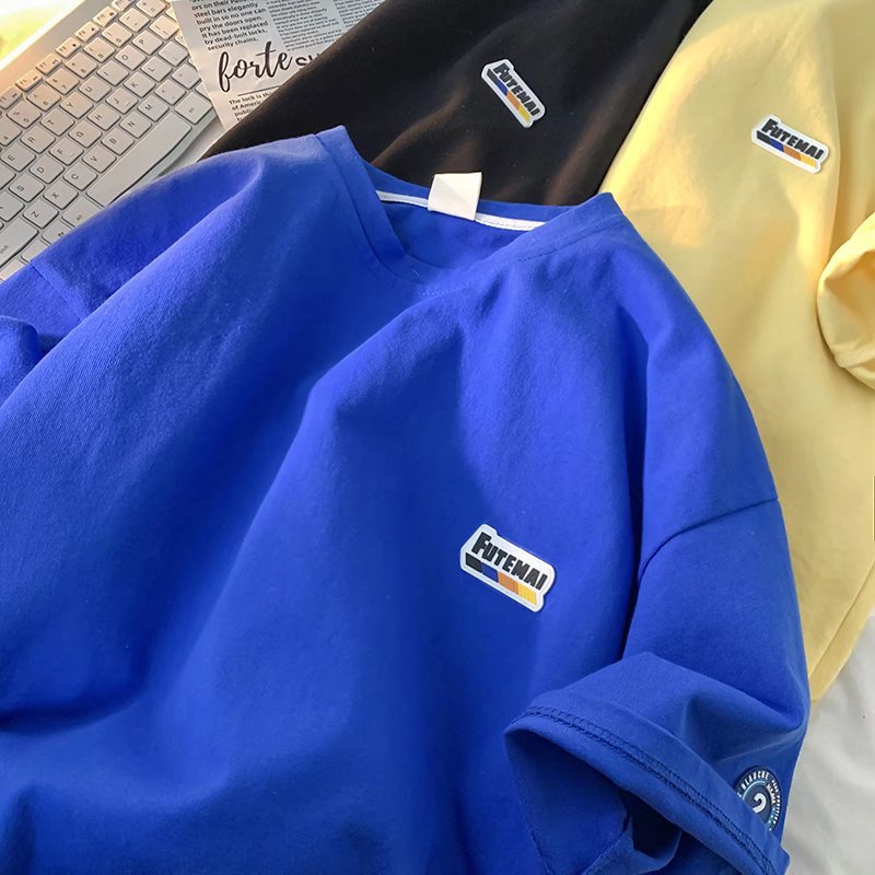 Áo Thun Tay Ngắn Dáng Rộng Mềm Mại Thoải Mái Thêu Hình Nhãn Cho Nam