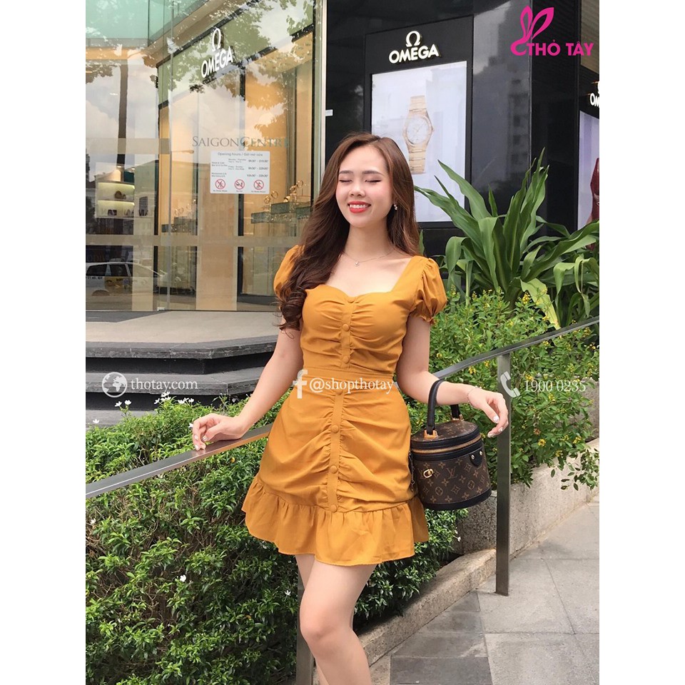 Đầm Dáng ( dam nu ) Xòe Body Hàn Nút Thời Trang Nữ Bella