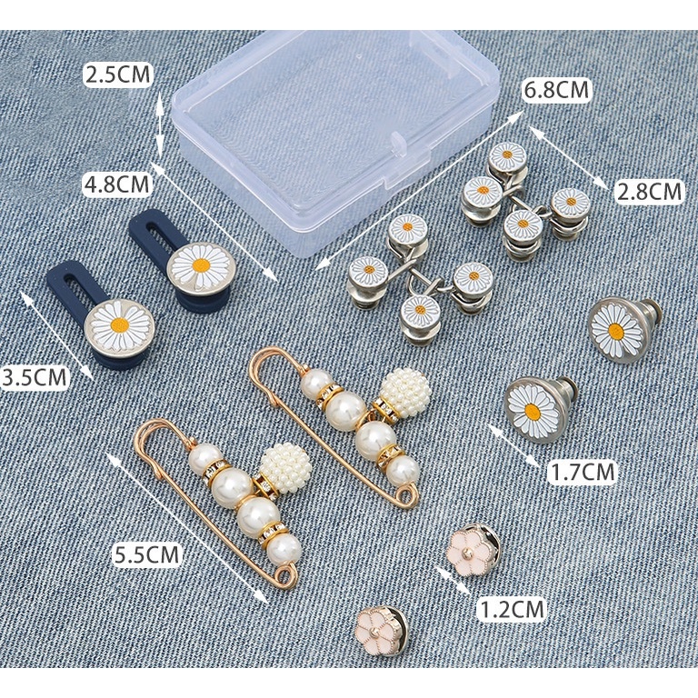 【10 Cái】1 Hộp Nút Có Thể Tháo Rời + Quần Jean Có Khóa Cài Eo Điều Chỉnh Được Cho Quần Denim/ Quần
