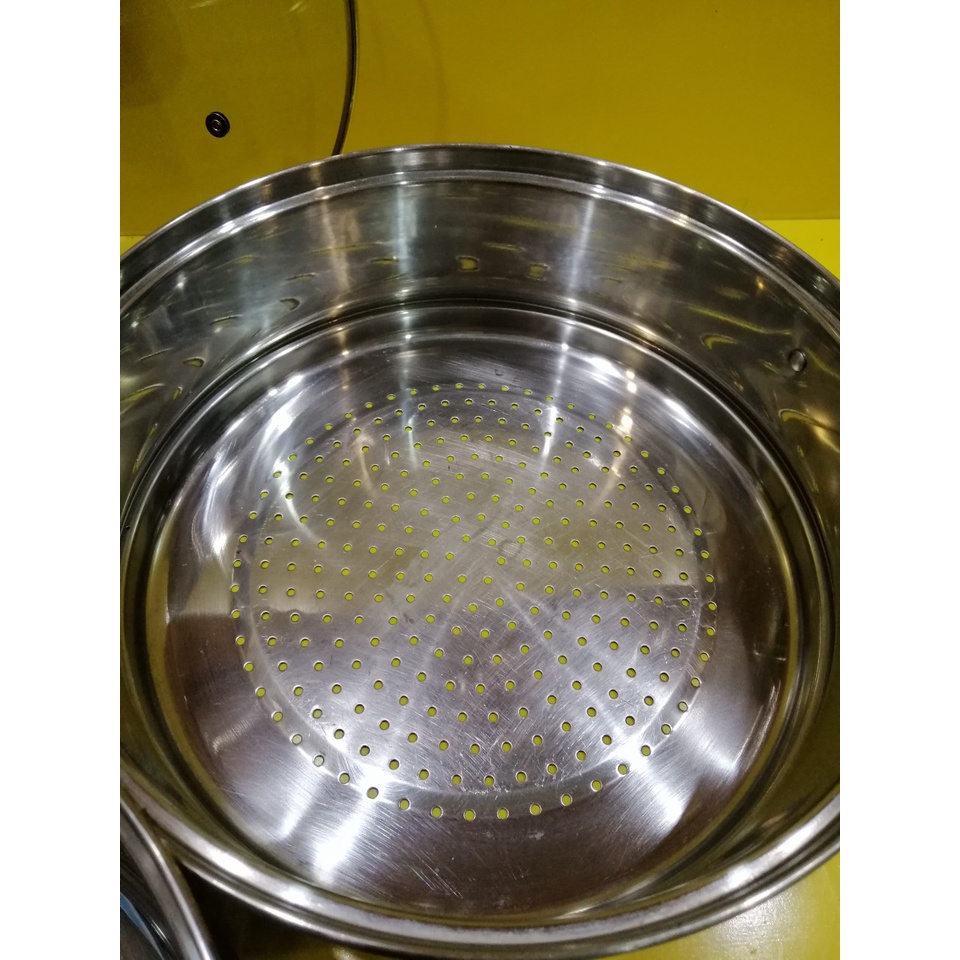 Bộ nồi hấp inox 3 tầng nội địa Nhật, size 27cm, cao 24cm (mã 972), Dùng được bếp từ