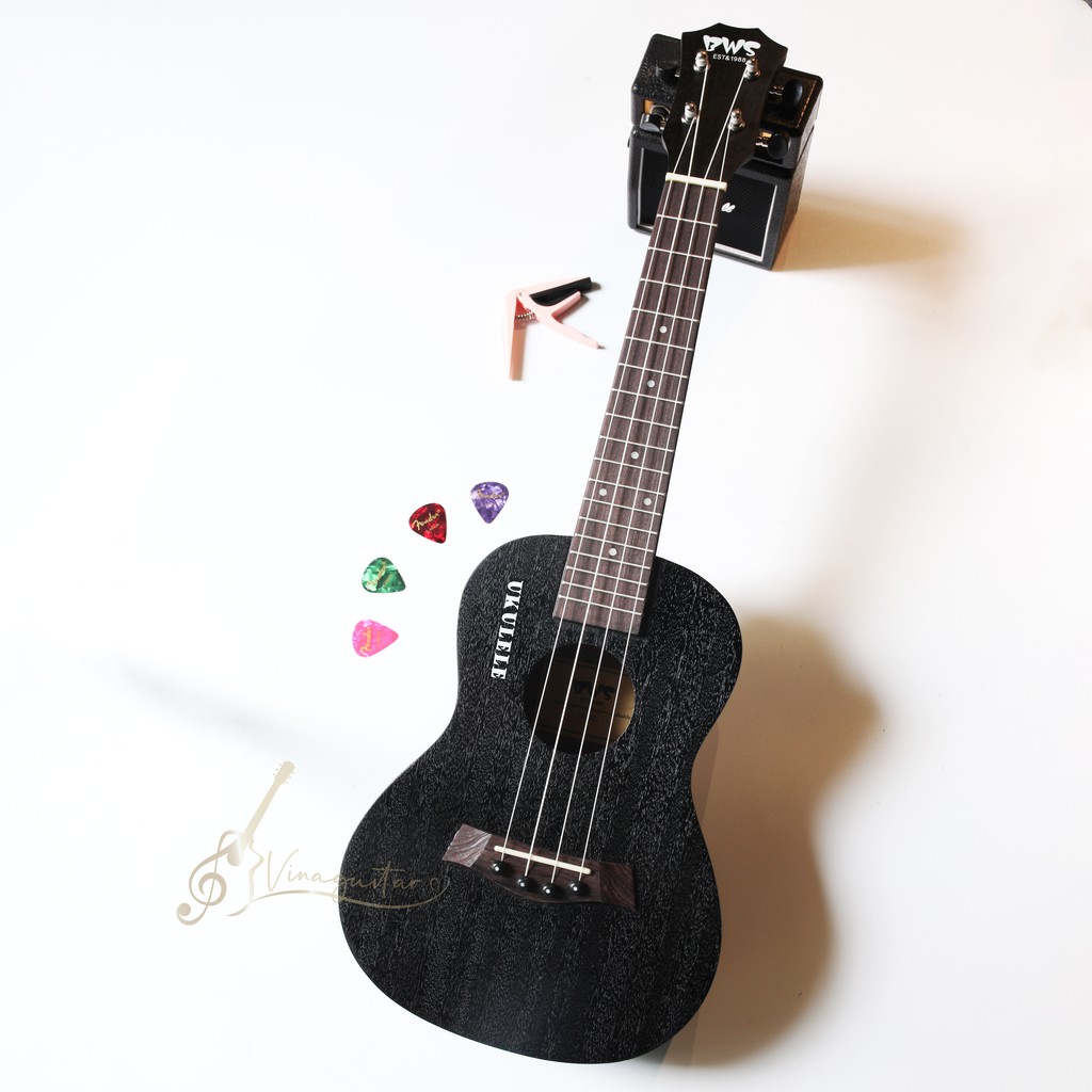 Đàn Ukulele Concert BWS Đen Nhám Full gỗ Mahogany