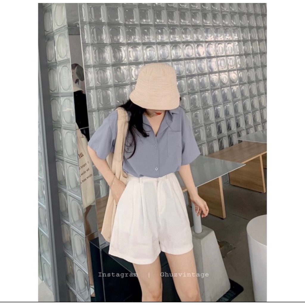 LOVI SHOP - Quần short Noo nút 3 màu trắng/đen/kem