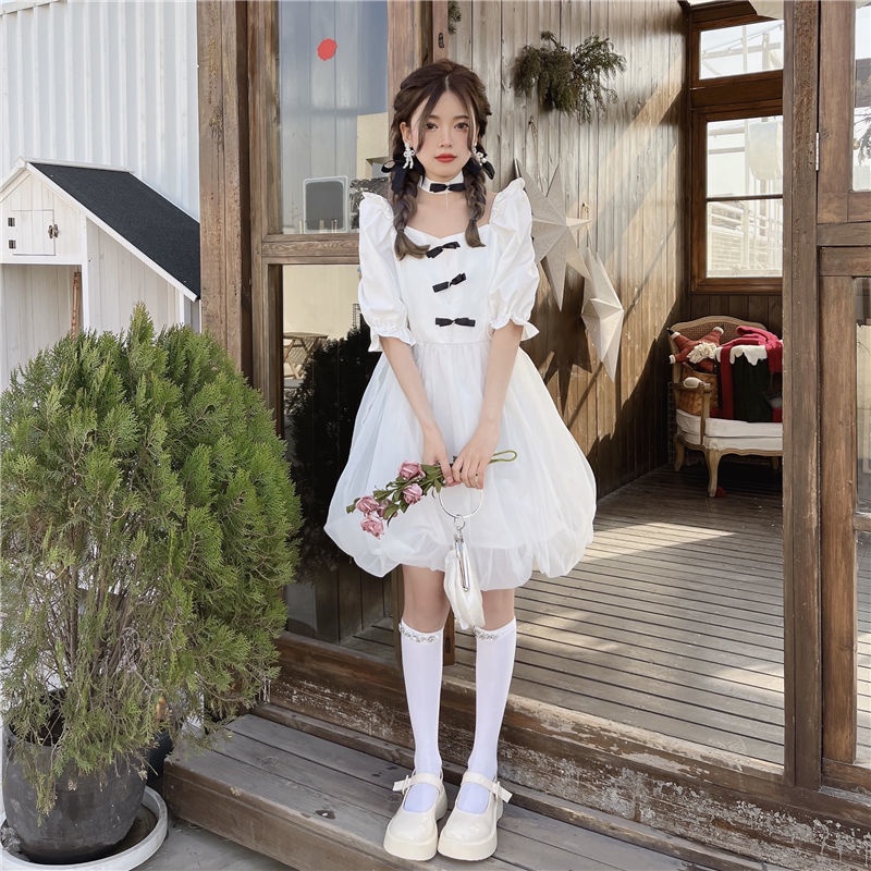 Đầm Tay Phồng Phong Cách Lolita Nhật Bản Dễ Thương Cho Bé Gái