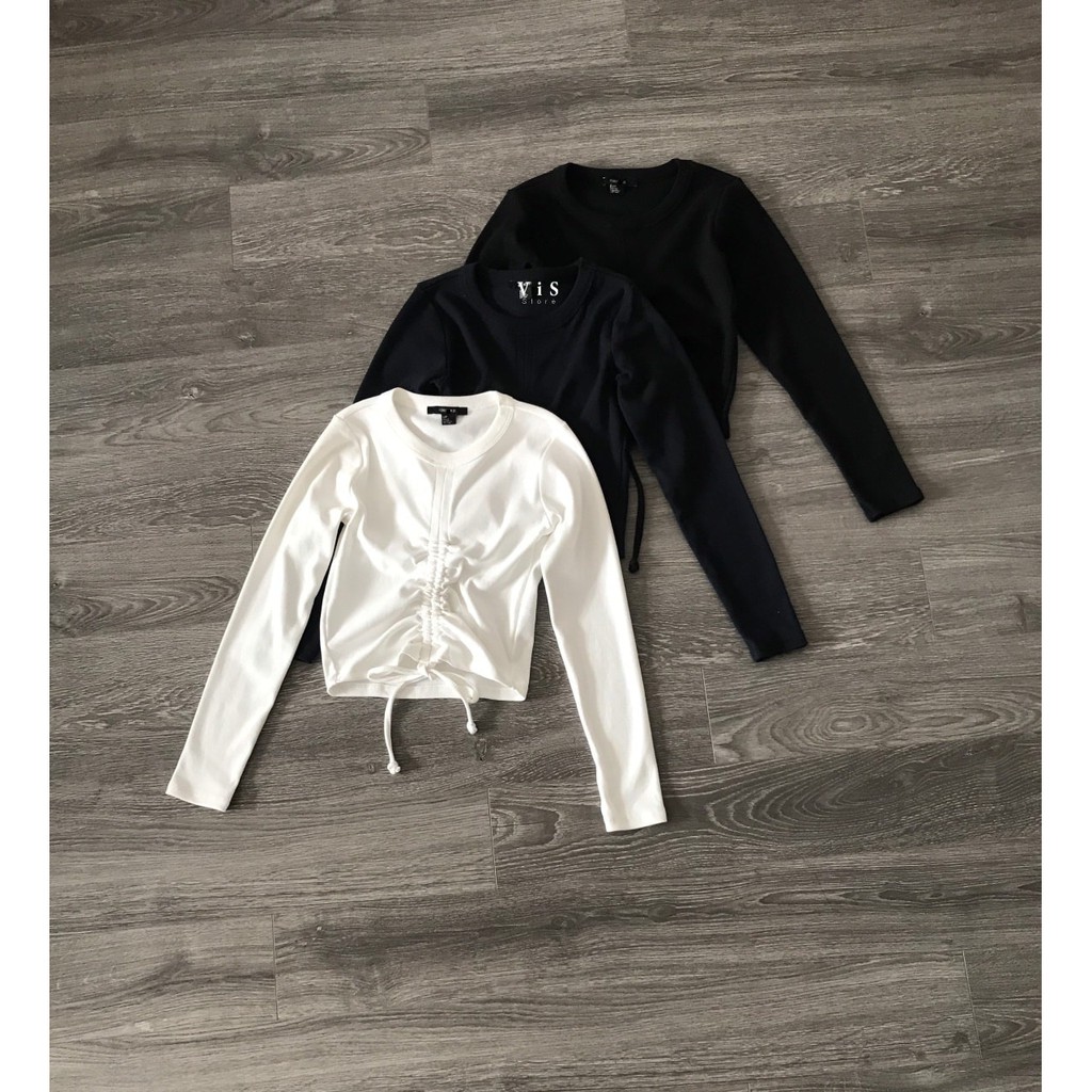 ÁO THUN LEN NỮ RÚT DÂY TAY DÀI VNXK