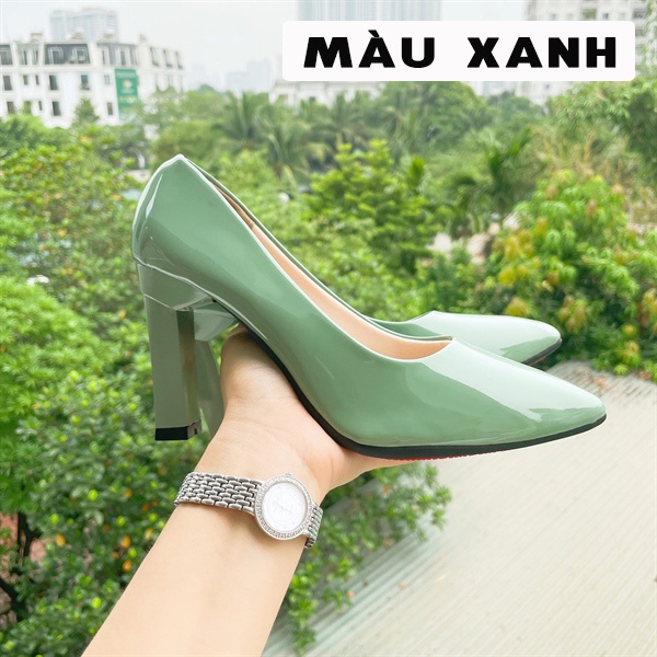 GIÀY CAO GÓT BÍT MŨI DA BÓNG TRƠN CAO 8 PHÂN - JICO SHOES -