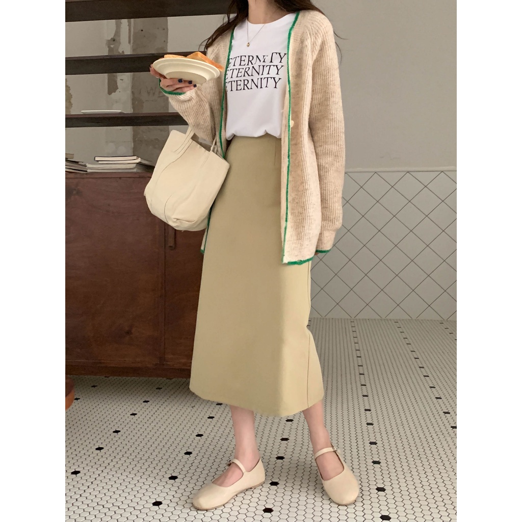Chân Váy Midi Chữ A Lưng Cao Xẻ Tà Thời Trang 45884 Cho Nữ | BigBuy360 - bigbuy360.vn