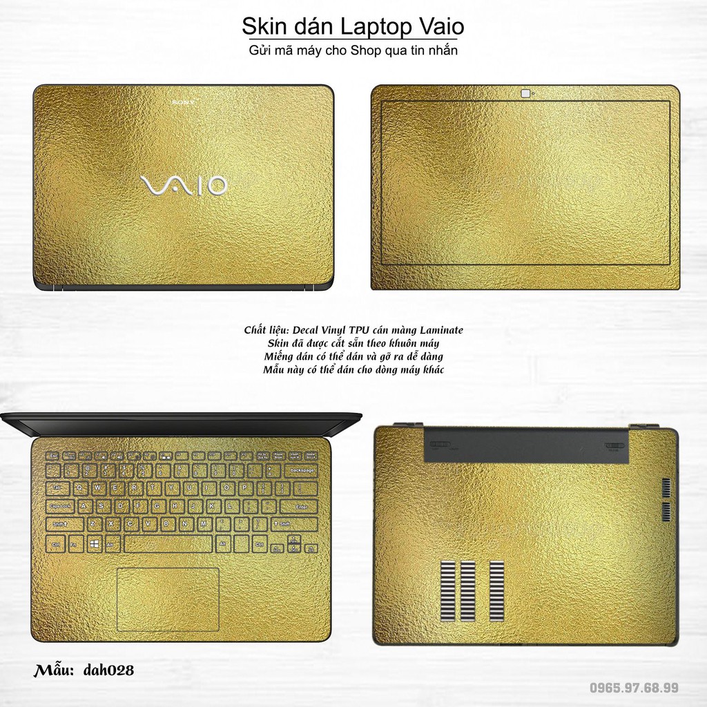 Skin dán Laptop Sony Vaio in hình vân vàng (inbox mã máy cho Shop)