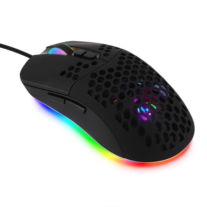 Chuột Quang Chơi Game Siêu Nhẹ Họa Tiết Tổ Ong 7200 DPI RGB