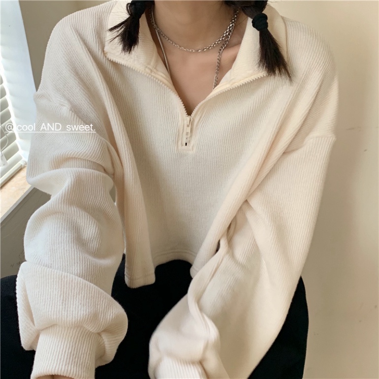 Sale 68% Áo len tay dài cổ polo dáng rộng dành cho nữ, Haze blue, Giá gốc 291000đ - 9K25 | BigBuy360 - bigbuy360.vn