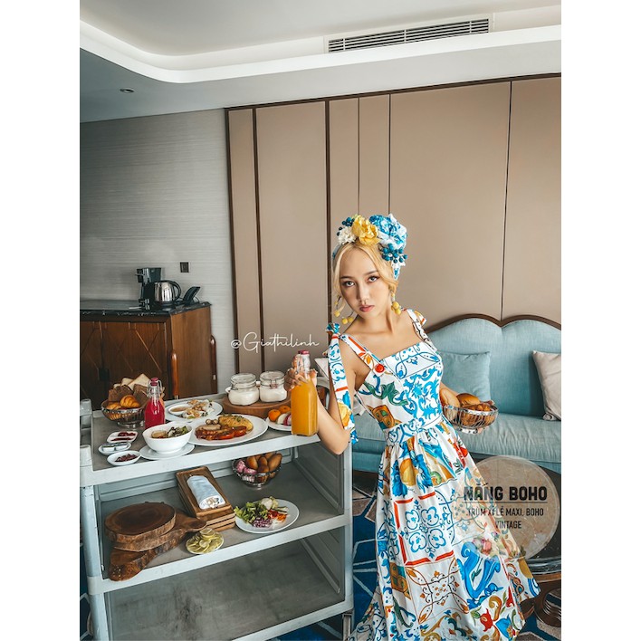 Váy hoạ tiết vintage phong cách tiểu thư | BigBuy360 - bigbuy360.vn