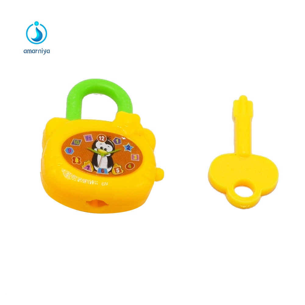Set 5 Ổ Khóa Đồ Chơi Mini Bằng Nhựa Nhiều Màu Sắc Kèm Chìa Khóa Giáo Dục Cho Bé