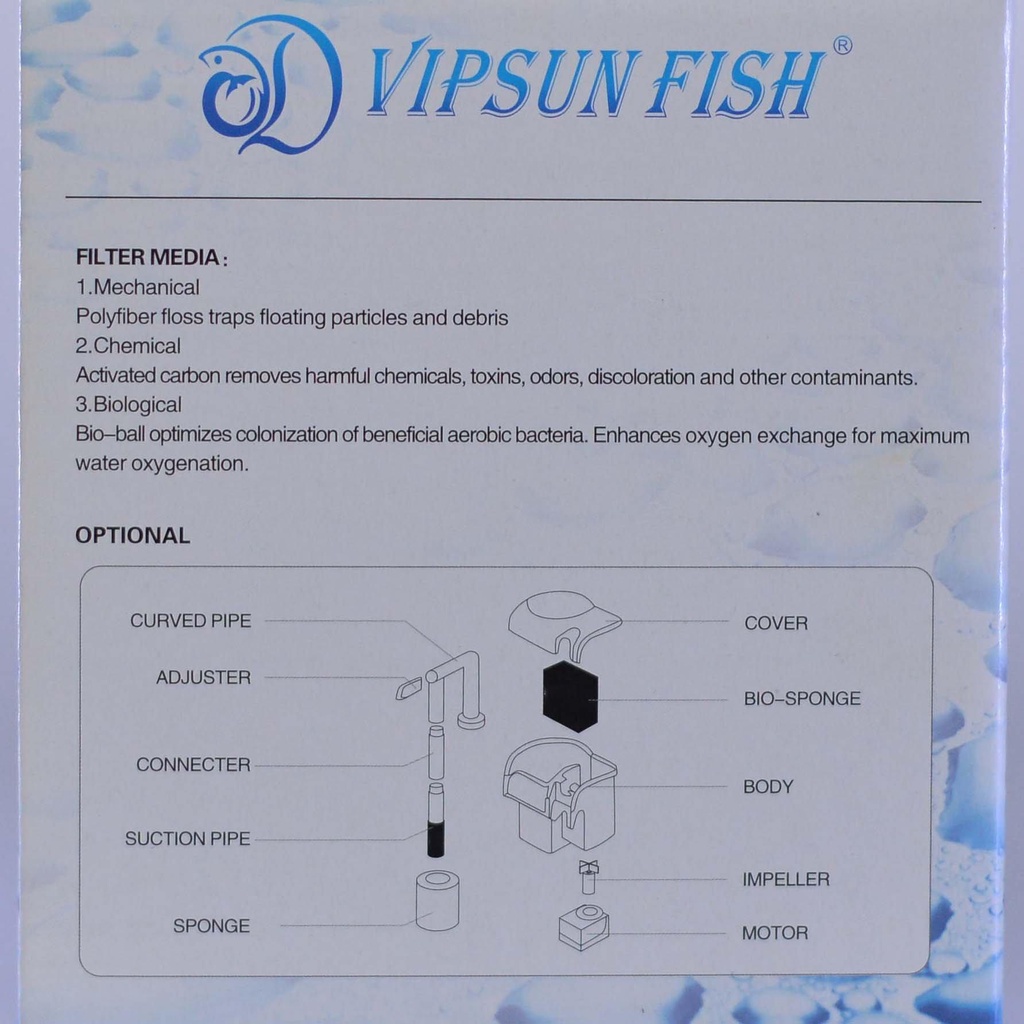 Máy Lọc Thác + Lọc Váng 5W VIPSUN AP-303H - Lọc Nước Hồ Cá Mini- SUN AQUARIUM