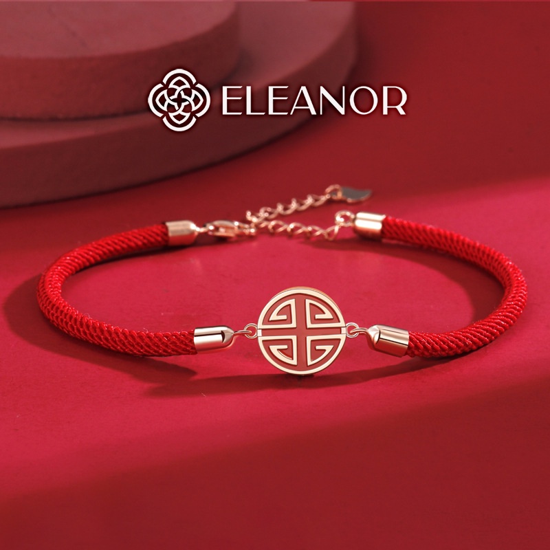 Lắc tay nữ Eleanor Accessories titan dây đỏ phụ kiện trang sức may mắn