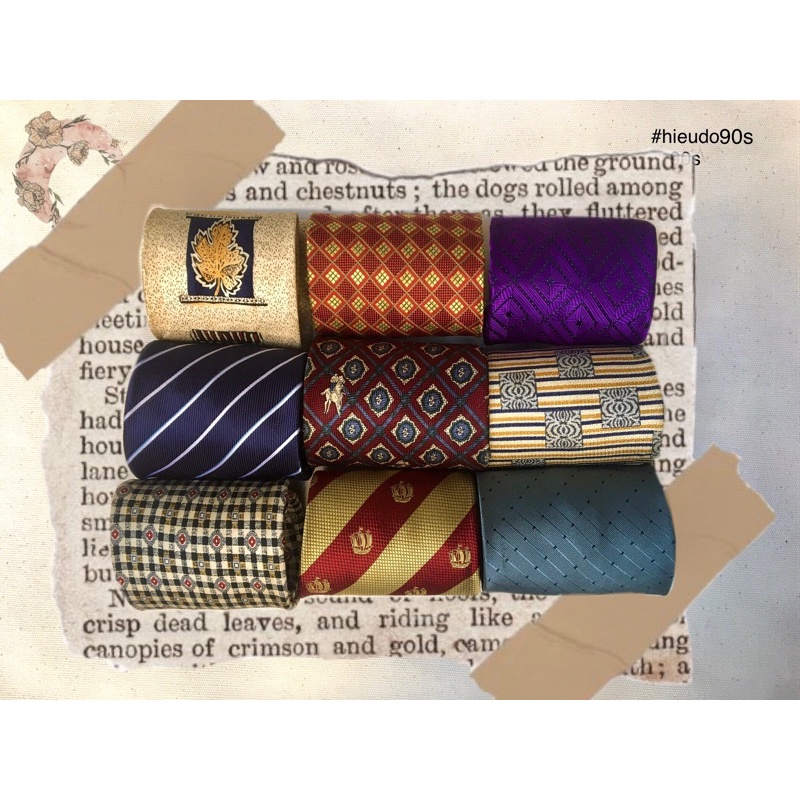 Cà vạt nam vintage hàng hiệu nhiều màu xuất Italy, Pháp, Mỹ secondhand tuyển chọn