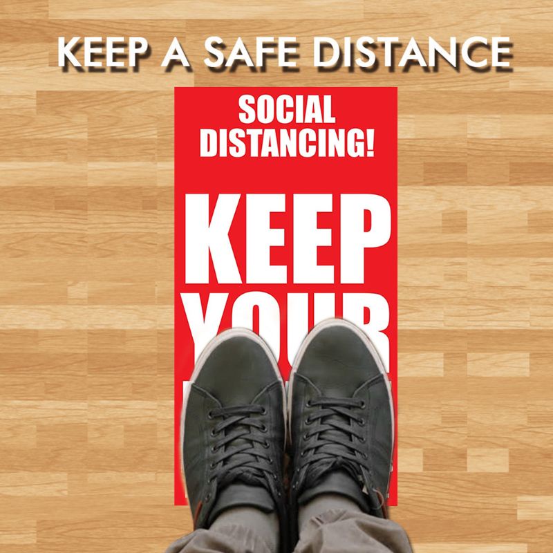 Sun Social Distancing Miếng Dán Sàn Nhà Kiểm Soát Khoảng Cách Đứng Here Line Crowd Cho Các Dược Sĩ Ban