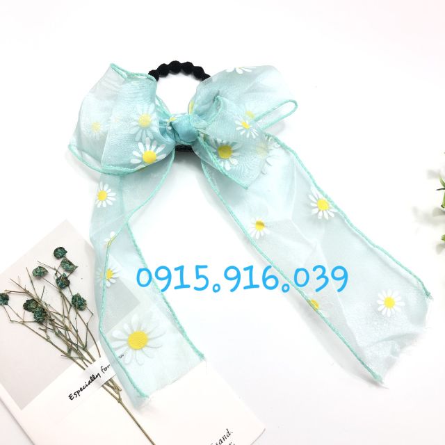 Cột tóc nơ voan bông cúc, Cột tóc nơ hoa cúc