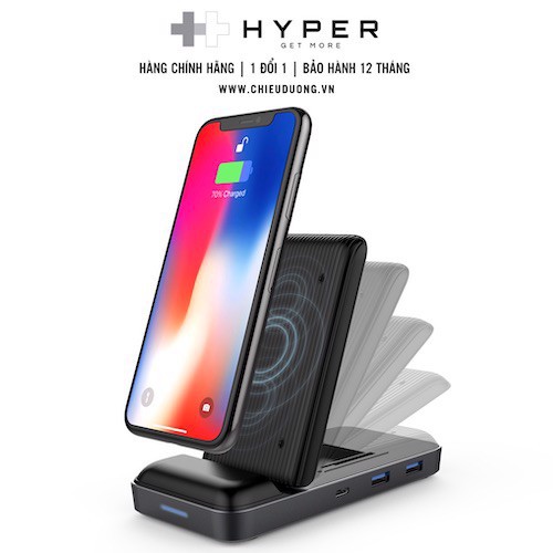 Đế sạc không dây kiêm cổng chuyển HyperDrive 7.5W, cổng USB-C Hub
