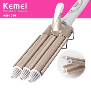 Máy uốn tóc 3 trục KEMEI KM-1010 cao cấp. có mức chỉnh nhiệt phù hợp, dễ điều chỉnh