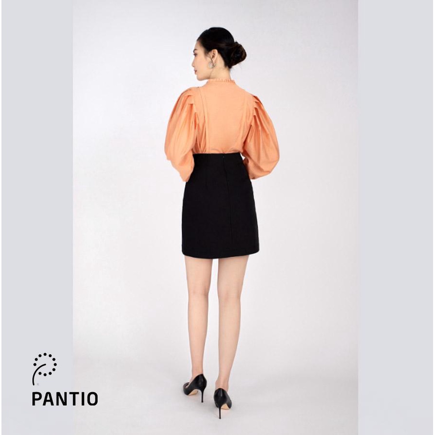 FAK13146 - Áo sơ mi công sở chất liệu vải thô dáng boom thân trước xếp nếp - PANTIO