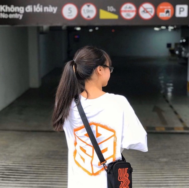Áo thun tay lỡ UNISEX Nam Nữ - SWE SPRAYPAINT Cam