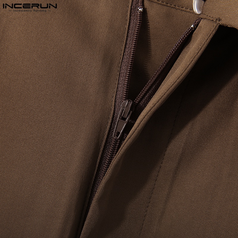 Quần dài INCERUN bút chì lưng cao màu sắc thanh lịch cho nam size S-5XL tùy chọn