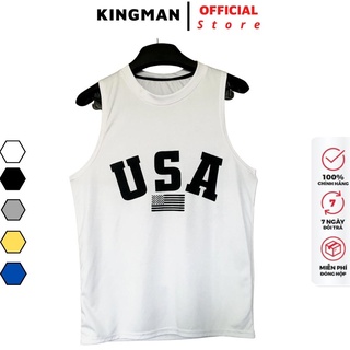 Áo thun ba lỗ nam 𝐊𝐈𝐍𝐆𝐌𝐀𝐍  chuẩn gym nữ in hình ( USA ) áo tanktop nam nữ vải lụa cao cấp thoáng mát
